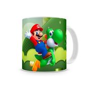 Caneca Mario Bros (world) e Yoshi branca