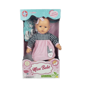 Boneca Meu Bebê Branco - Vestido Xadrez e Rosa - Estrela