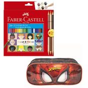 Kit de Estojo Duplo - Disney - Marvel - Spider-Man e Lápis de Cor - 24 Cores + 3 - Faber-Castell