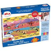 Quebra-Cabeça Puzzle Play 100 Peças Lente Mágica - Dinossauros - Manual do Mundo - Elka