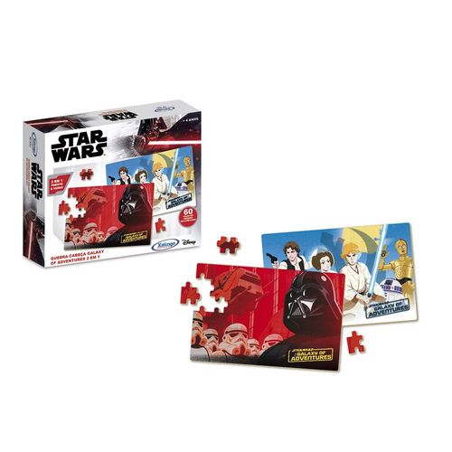 Quebra-Cabeça - Star Wars -  60 Peças - Galaxy Of Adventures 2 Em 1 - Xalingo