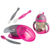 Kit de Alimentação Clingo - Rosa e Cinza - 4 Peças