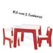 Mesa Mesinha Infantil Crianças Com 2 Cadeiras Madeira MDF 3 Opções Cores Rosa ou Azul ou Vermelha Pronta Entrega Junges