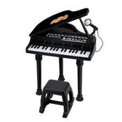 Piano De Cauda Infantil Com Banquinho e Microfone Preto