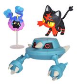 Pokemon - Conjunto com 3 Bonecos - Metang/litten/cosmog - Dtc