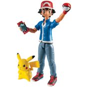 Pokemon - Boneco Ash 13cm e Pikachu 4cm