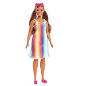 Boneca Articulada - Barbie - Malibu - Vestido Listras - 32 cm - Mattel