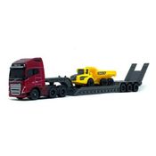 Miniatura Caminhão Volvo FH16 1:64 Maisto Volvo - Caminhão Prancha Volvo FH16 750 com Caminhão Articulado Volvo A25G