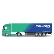Miniatura de Caminhão Mercedes-Benz Actros Gigaspace Trailer 1:43 Burago Street Fire - HAULER C/TRAILER AZ/VD