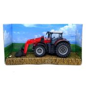 Trator com Pá na Frente 10 cm Burago Farm - Massey Ferguson 8740S com Pá Frontal