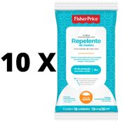 KIT COM 10 TOALHAS UMEDECIDAS REPELENTE INSETOS FISHER PRICE