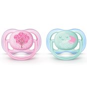 CHUPETA ULTRA AIR DUPLA DECORADA 0-6M MENINA PHILIPS AVENT