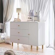 Cômoda Curva 3 Gavetas com Fraldário Jasmin Branco Fosco Carolina Baby