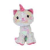 Gatinha Unicórnio Com Lantejoulas Coloridas 28cm