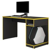 Mesa Para Computador Notebook PC Gamer Legend F01 Preto Amarelo - Lyam Decor
