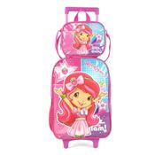 Kit Mochila Com Rodas e Lancheira Moranguinho  Maxlog (352789)
