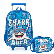 Kit Mochila Com Rodas e Lancheira Up4you Shark Area Maxlog (380935)