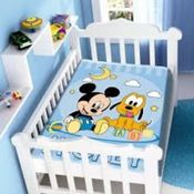 Cobertor Infantil Raschel Mickey E Pluto Azul  Jolitex