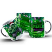 Caneca Porcelana Hulk Feliz Natal Personalizada 325ml