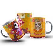 Caneca De Polímero Caveira Mexicana Princesa Rapunzel Personalizada 325ml