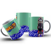 Caneca De Porcelana Personagens Naruto Fundo Verde 325ml Personalizada