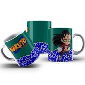 Caneca De Porcelana Personagens Naruto Fundo Verde 325ml Personalizada