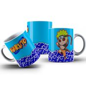 Caneca De Porcelana Naruto Fundo Azul 325ml Personalizada