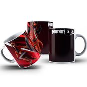Caneca De Polímero Fortnite Fundo Preto e Vermelho Personalizada 325ml