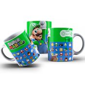 Caneca De Porcelana Super Mario Luigi Personalizada 325ml