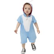 Fantasia Baby Shark Bebê Curto Tubarão Azul de Carnaval