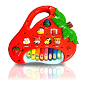 Piano Teclado Musical Infantil Sons Luz Eletrônico Morango Brinquedo Educativo para Bebê Criança