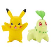 Pokemon - Figuras de Ação - Pikachu e Chikorita - Sunny