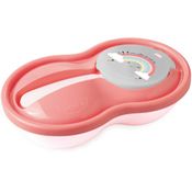 Pote papinha Rosa 320mls colher e tampa protetora Arco-íris