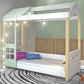 Cama Bianca Infantil Branco/Menta com LED