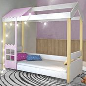 Cama Bianca Solteiro Branco/Rosê com LED
