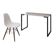 Mesa Escrivaninha Fit Industrial 120cm Branco e Cadeira Charles Design FT1 Branca - Mpozenato