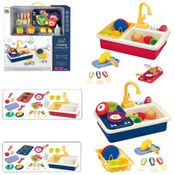 Kit Cozinha Infantil Com Pia + Fogão Cooking + Comidinha