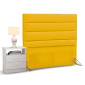 Cabeceira Cama Box Solteiro 90cm Greta Corano Amarelo e 1 Mesa de Cabeceira Flex DM1 Branco - Mpozenato