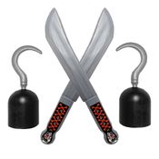 Kit Pirata com 2 Espadas e 2 Ganchos Brinquedo Infantil