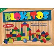 Blocos de Montar Blokitos com 60 peças Coloridas em Madeira de Reflorestamento - 2915 - Pais e Filhos