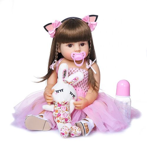 Boneca Bebê Reborn C/ Girafinha Menina - 100% Silicone