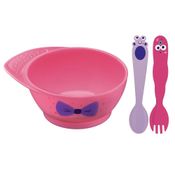 Kit Infantil Tramontina 3 Peças Monster Baby Rosa