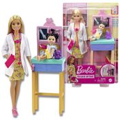 Boneca Barbie Loira Profissões - Set Médica Pediatra Mattel