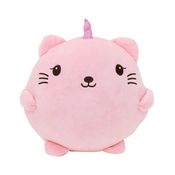 Almofada Semi Bola Gato Unicórnio Rosa 30cm