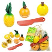 Kit Frutas de Brinquedo de Comidinha Infantil Com Faca 8 Pçs