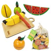 Kit Frutas de Brinquedo Comidinha Velcro Infantil Faca Tábua