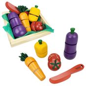 Kit Legumes de Brinquedo Comidinha Com Velcro Faca e Caixa