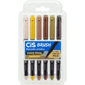 MARCADOR ARTÍSTICO CIS BRUSH ESTOJO 6 CORES TONS DE PELE