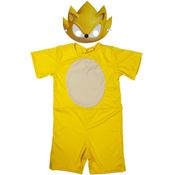Fantasia Super Sonic Infantil Curta Amarelo Com Máscara
