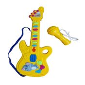 GUITARRA MUSICAL INFANTIL COM MICROFONE E ALCA SOM E LUZ BEBE KIDS